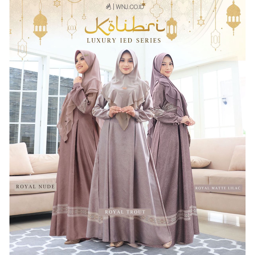 Gamis Kolibri Luxury Ied Series by WNJ Wanoja Hijab Dress Premium Armany Silk Syari Busui
