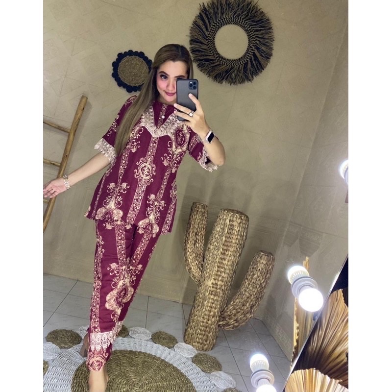 Terlaris Cp Renda/Arabian/Setelan Renda Sultan/Fasion Wanita/Daster Arab/Piyama/Baju tidur/Dlusia/Termurah-SET.SULTAN MARUN