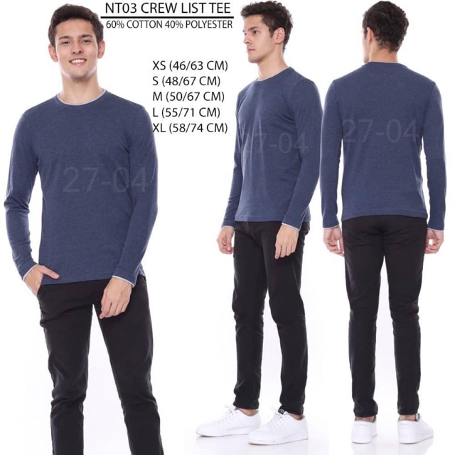 Kaos pria lengan panjang branded NET original