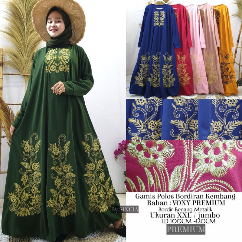 Gamis Fashion Bordir Batik Mewah ( Real Pick ) Gamis Jumbo Bordir Cantik Premium