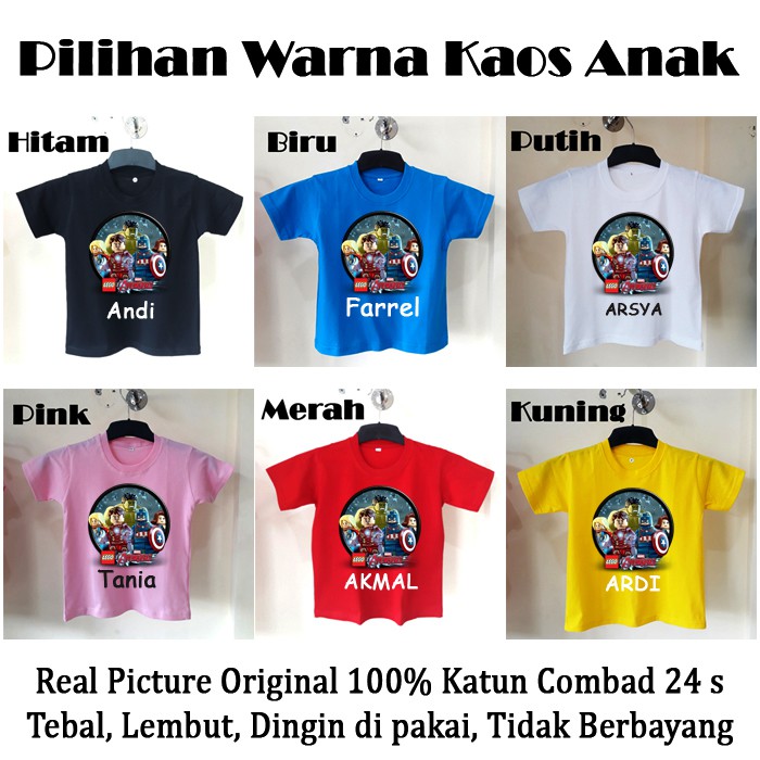 Baju Kaos Anak Lego Marvel / Kaos anak / Kaos anak laki / Kaos anak Perempuan
