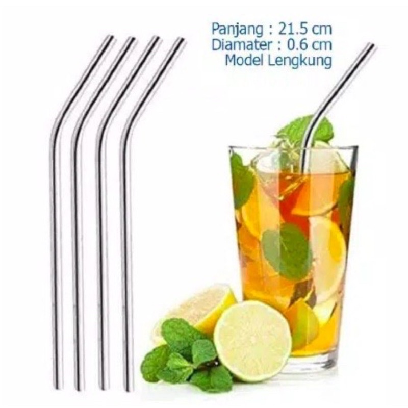 Jual Sedotan Minum Stainless Lurus Bengkok Pipet Minum Stainless Sedot