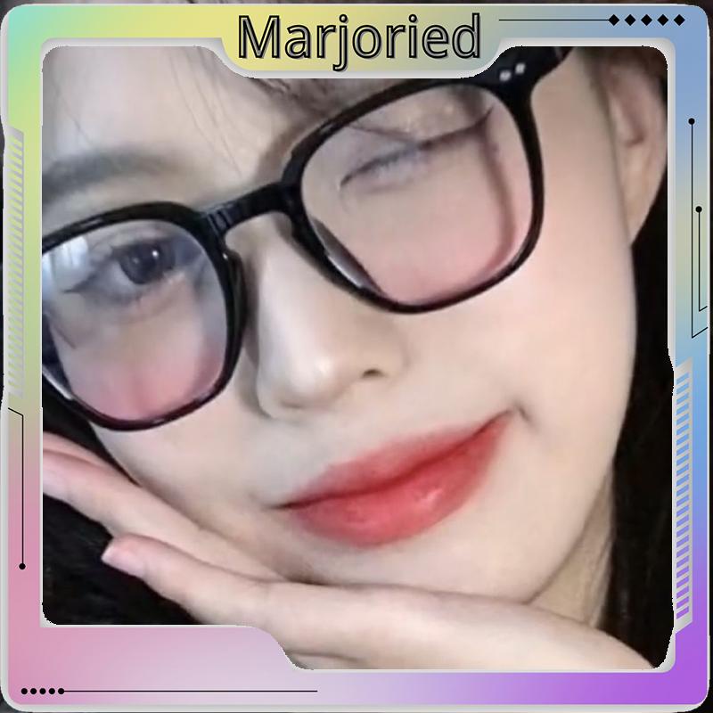 Gradient Pink Blush Glasses Wanita Trendi Wajah Bulat Kacamata Bingkai Hitam untuk Foto-MJD