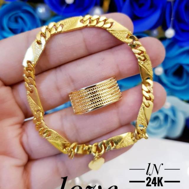 Xuping gelang dan cincin lapis emas 24k 1505j