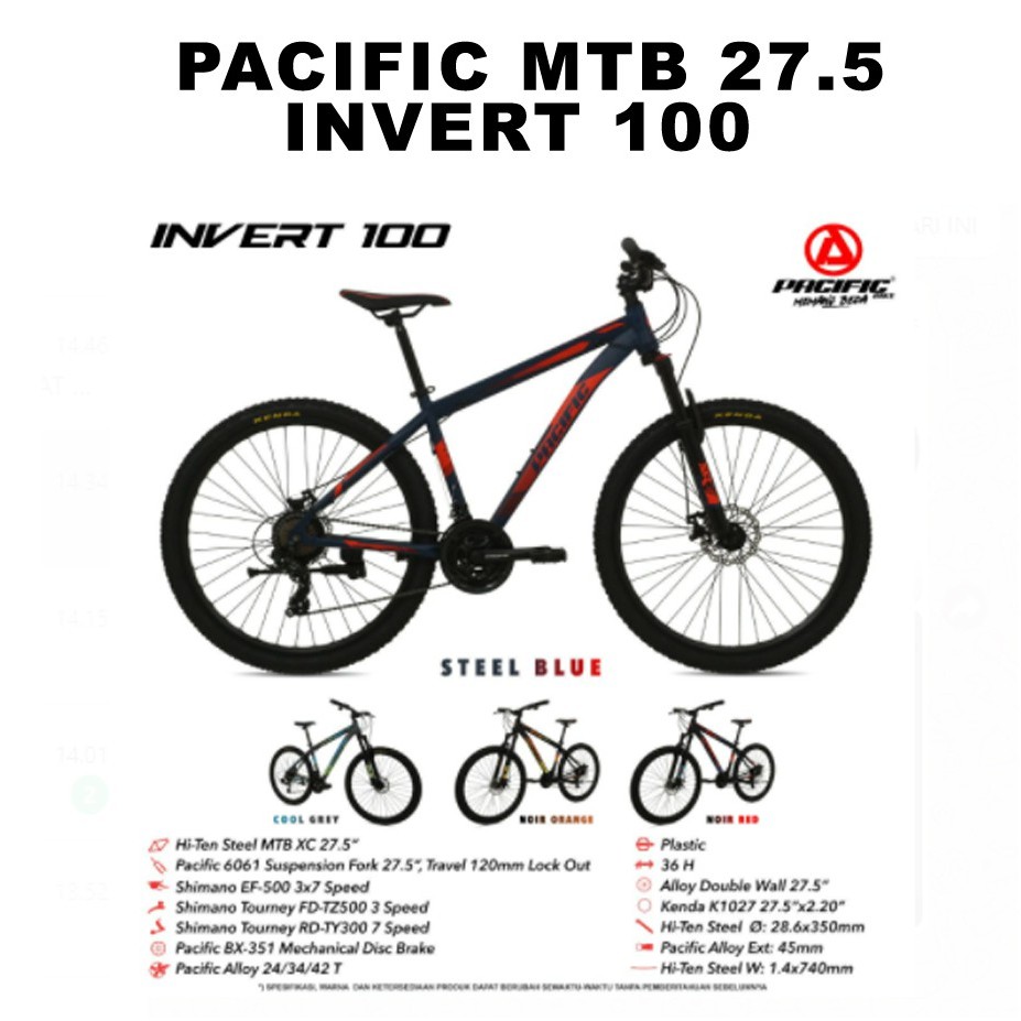 Mutiara Sepeda - SEPEDA GUNUNG MTB 27.5 INCH PACIFIC INVERT 100