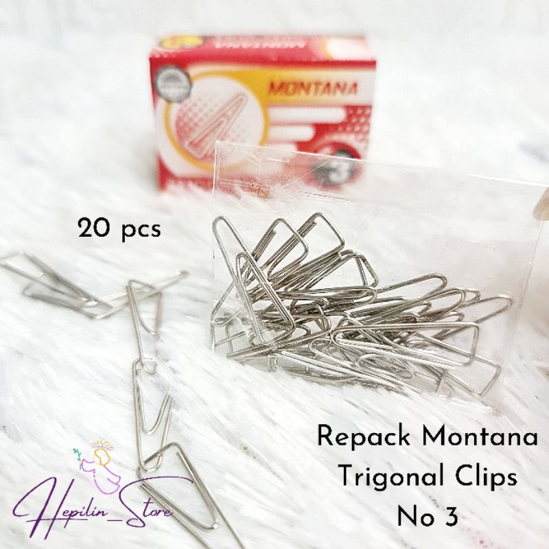

REPACK Trigonal Clips No 3 Montana isi 20 pcs / Paper Clip Kecil no 3 Montana Isi 20 pcs