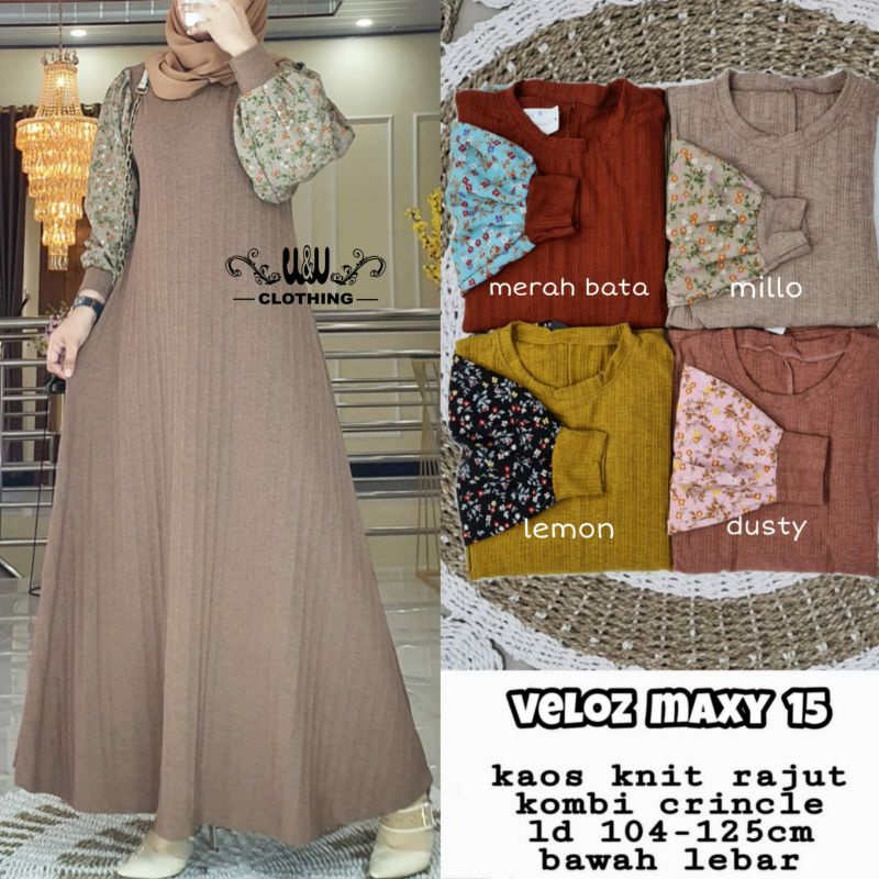 Veloz maxy maxi dress gamis bahan kaos knit bawah umbrella