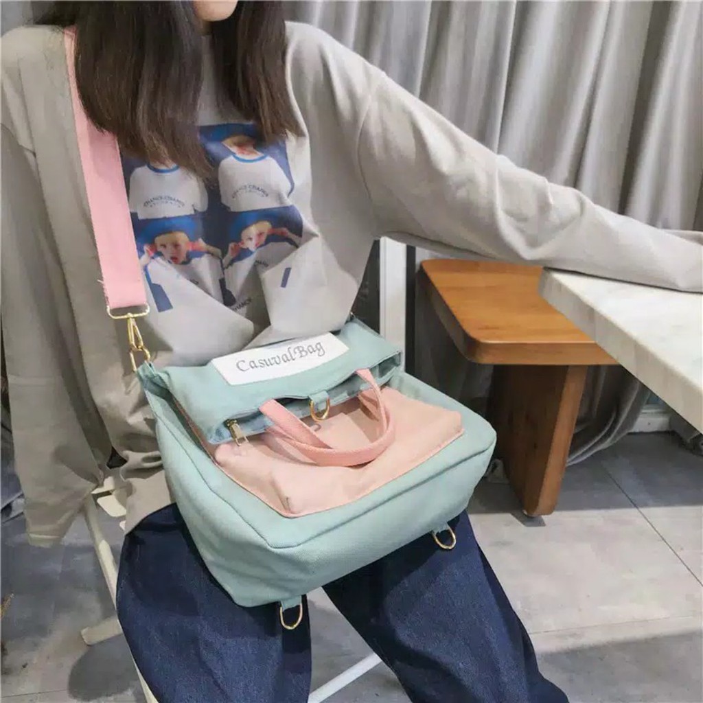 Twenty Bag - Tas Ransel Sekolah Anak Wanita Dan Pria Untuk Anak PAUD TK SD SMP Terbaru 2021 Kekinian Motif Carakter CASUVAL BAG Duck Korean Sytle Multifungsi Bahan Canvas