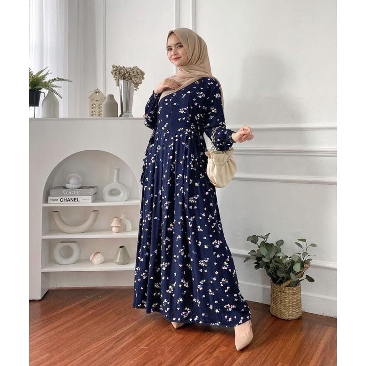 Gamis Milea / Dress Syari/ LD 120 cm / PB 130 cm / Gamis Rayon Premium / Dress Gamis Rayon Premium / Gamis Jumbo / Daster Gamis-MILEA(AIREN NEVI)