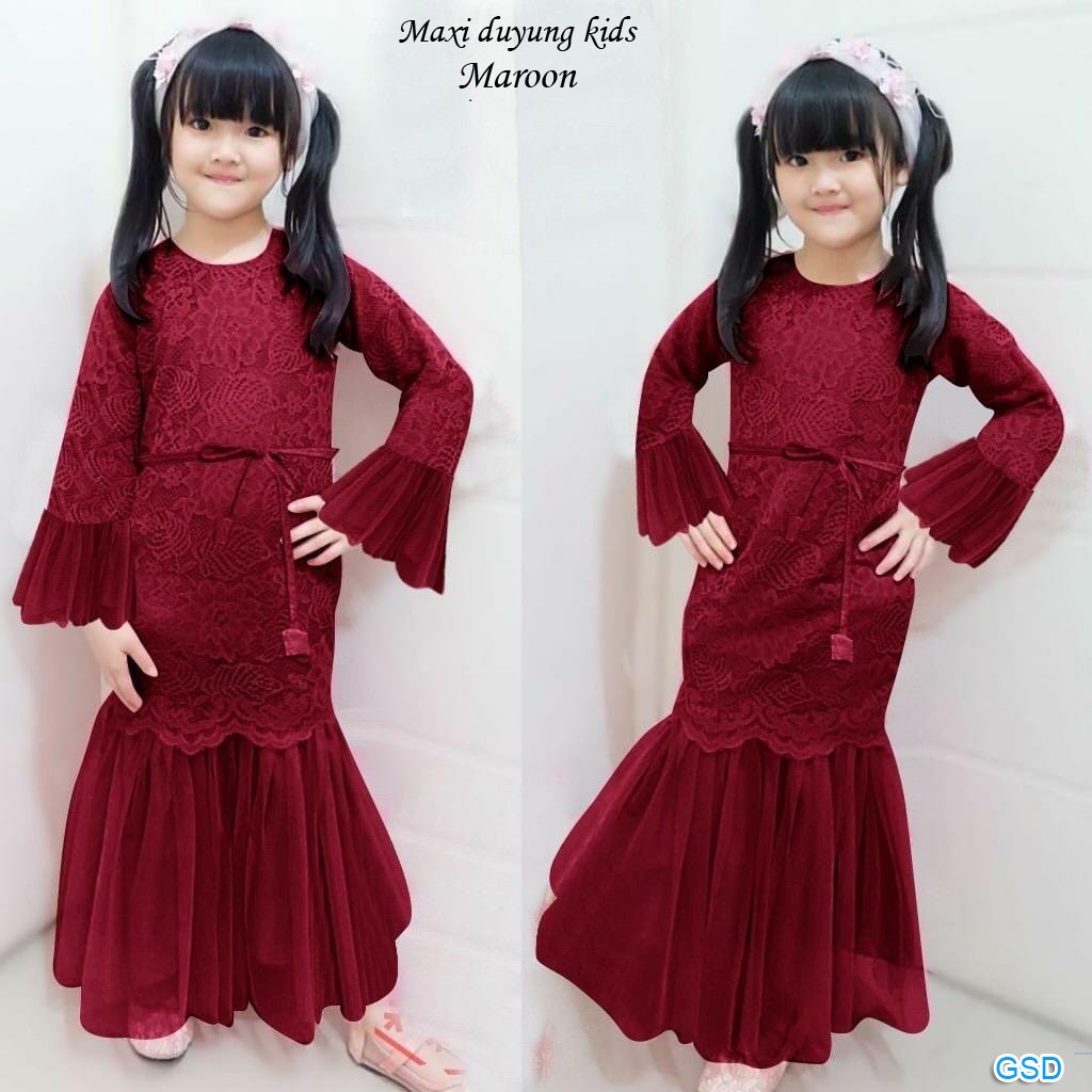 Maxi duyung kids/Longdress Anak Brukat Furing Best Seller /Maxi Anak Duyung Kids Free Tali Ikat