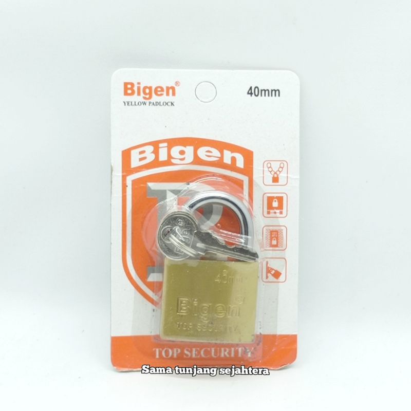 BIGEN GEMBOK KUNING 40 MM / YELLOW PADLOCK BIGEN 40 MM