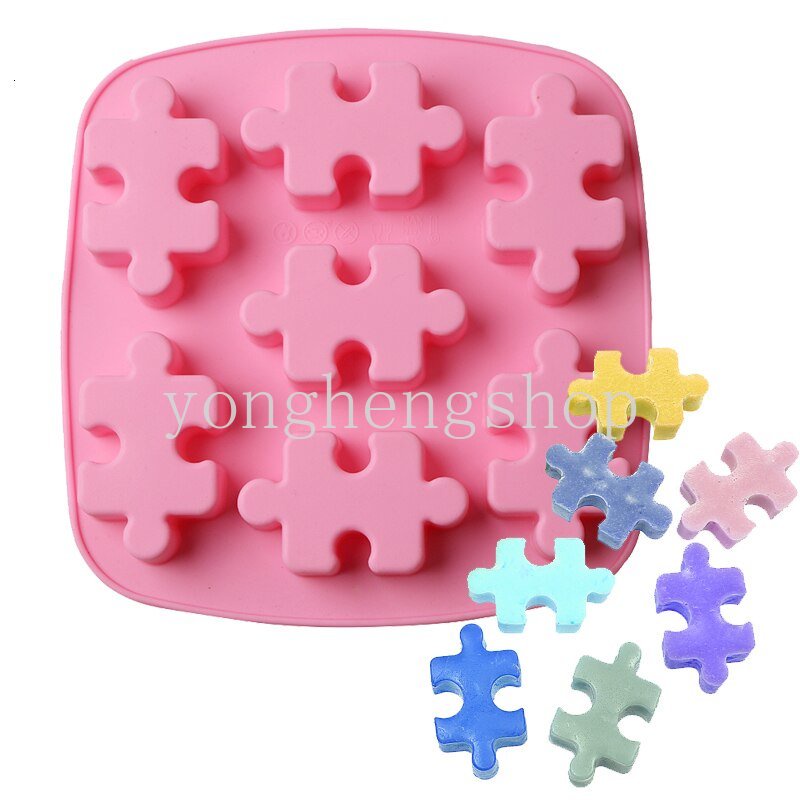 Cetakan Kue / Coklat / Sabun / Jelly / Pudding / Es Batu Bentuk Puzzle Jigsaw Bahan Silikon