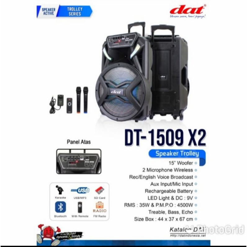 Speaker portable 15 inch DAT DT-1509 X2 speaker wireless portable