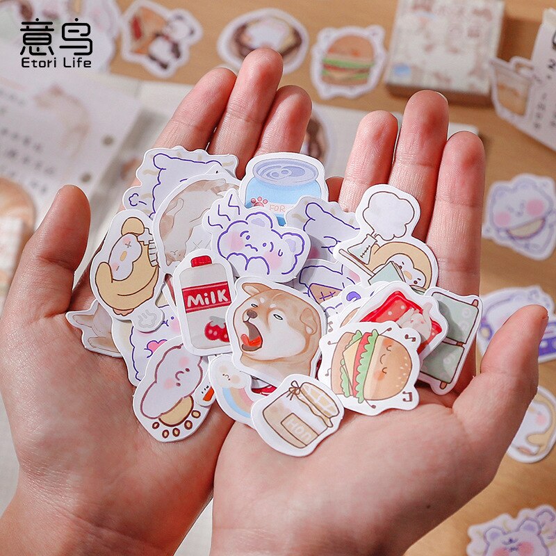 45pcs / Lot Stiker Kertas Gambar Panda Lucu Untuk Scrapbook / Stationery Sekolah-2