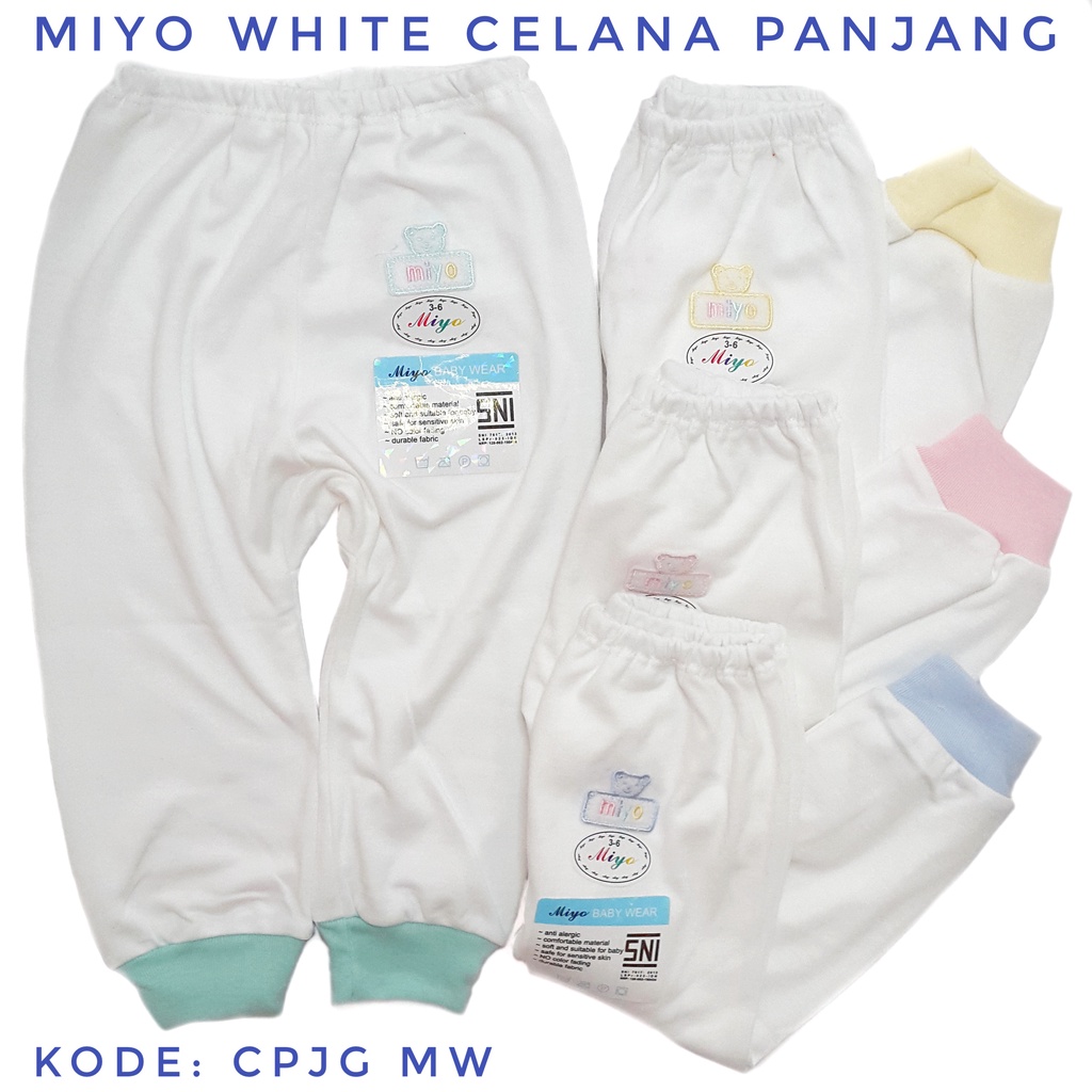 CELANA PANJANG MIYO WHITE SIZE NEWBORN / CELANA BAYI PUTIH / CELANA BAYI MIYO BABY WEAR