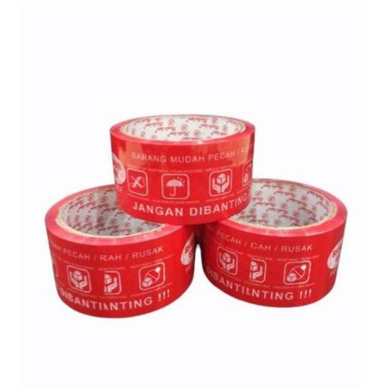 

lakban fragile merah 48mm 90yard, jangan di banting