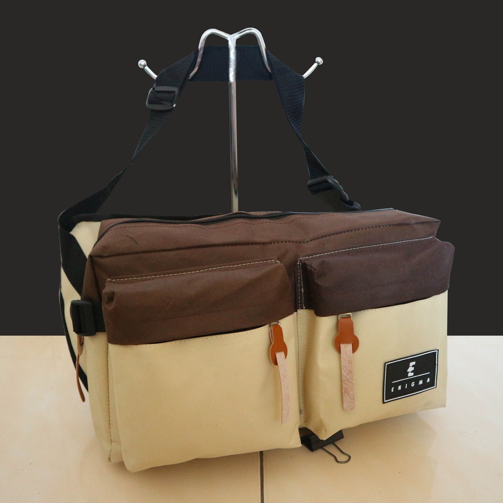 Tas Selempang Pria Kerja Travelling Cassual Slingbag Enigma Cream Awet