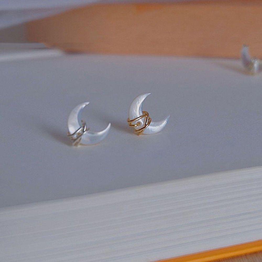 Mxbeauty Moon Stud Earrings Mewah Temperamen Vintage Shell Elegan Perempuan Gadis Indah Drop Anting-Anting Wanita Earrings