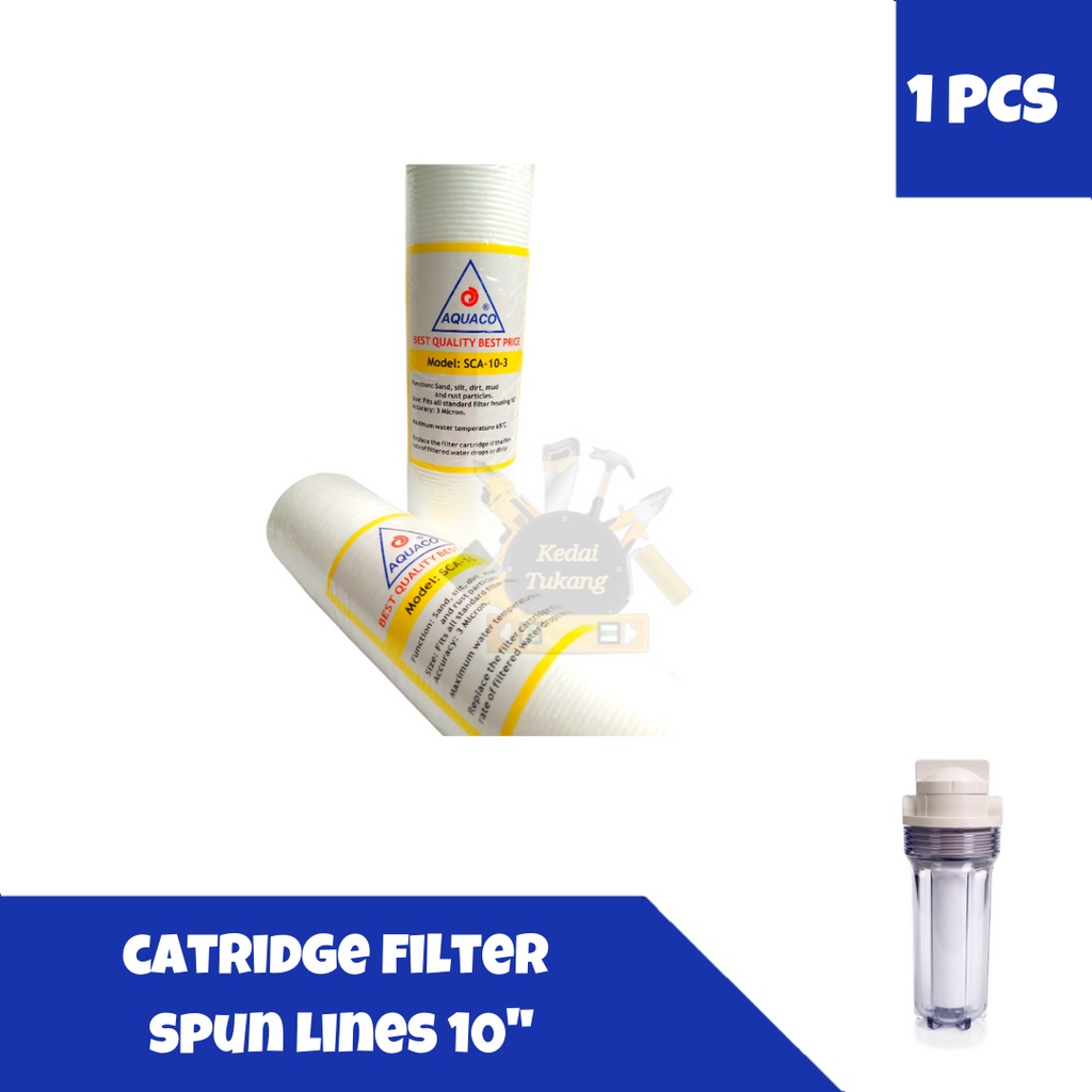 KEDAI TUKANG - ALINCO Aquaco Refill Catridge Spun Filter Lines 10" 1 3 5 micron Sedimen Penyaring Pa