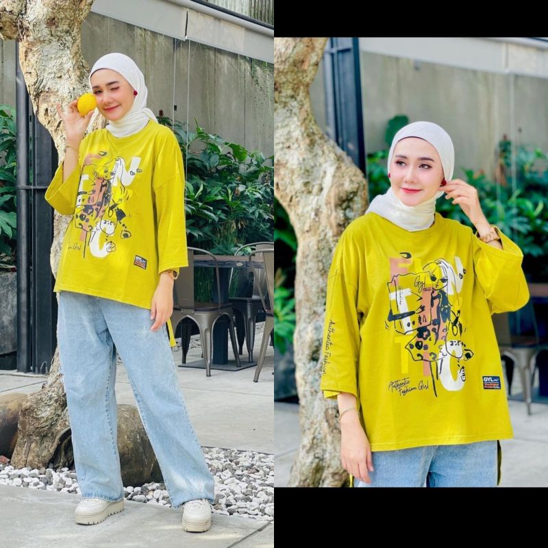 STELAN KAOS OVERSIZE MIX KULOT JEANS/ KAOS JUMBO