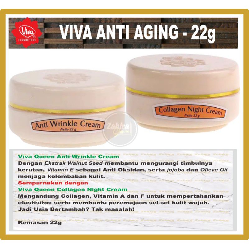 VIVA COLLAGEN NIGHT CREAM &amp; VIVA ANTI WRINKLE CREAM BY VIVA COSMETIC - 22gr