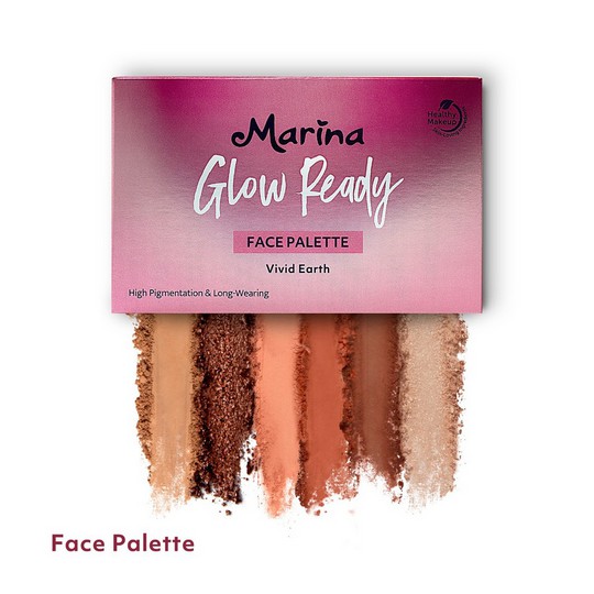 ⭐ BAGUS ⭐ MARINA GLOW READY FACE PALETTE VIVID EARTH 10,2gr | Palet Make Up Wajah Blush On Eyeshadow