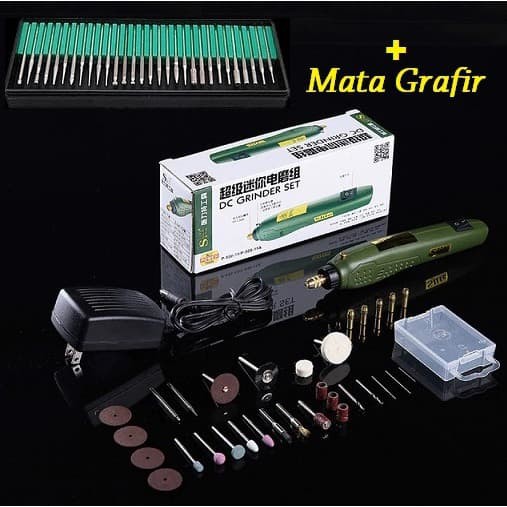 DC Grinder set Rechargeable Engrav Pen Micro Mini + 30 Mata Grafir