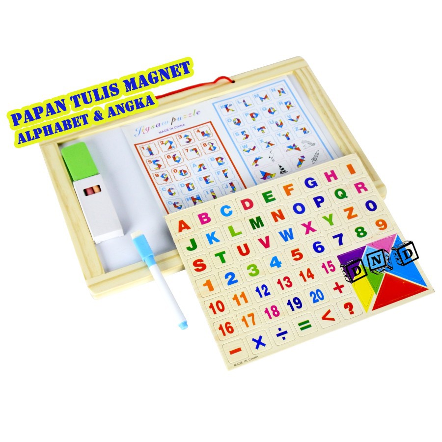 Mainan Edukatif / Edukasi Anak - Papan Tulis Kayu Magnet Abjad & Angka