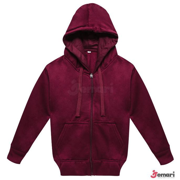 Jaket Sweater Hoodie Anak Polos Marun