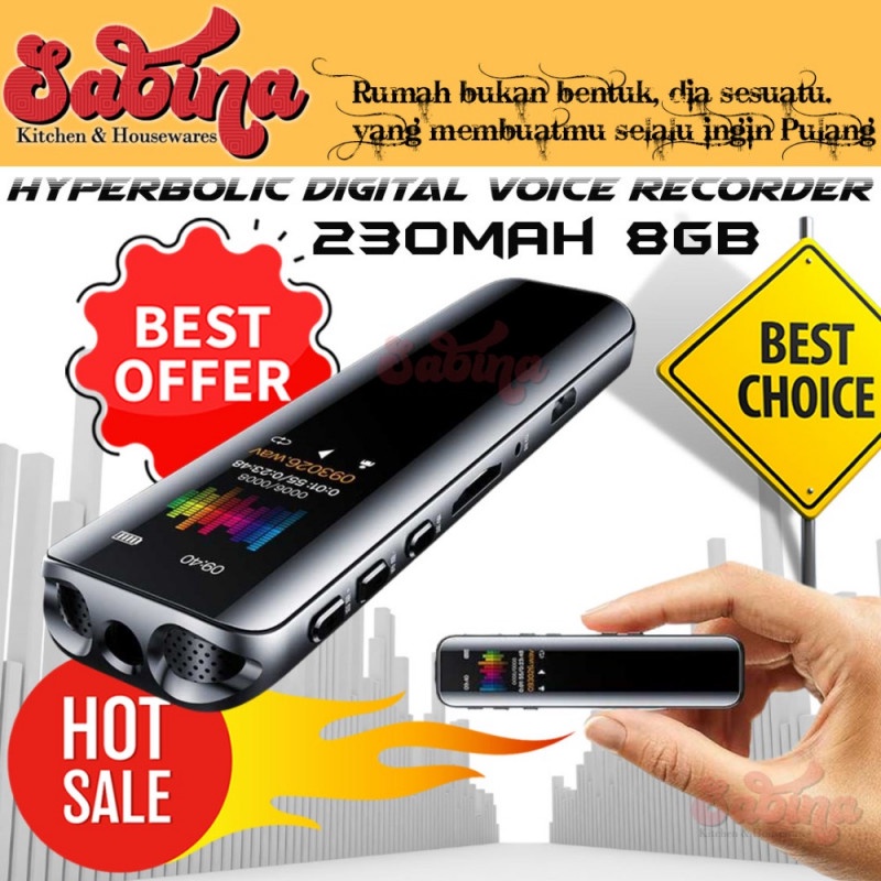 Voice Recorder Digital Perekam Suara Hyperbolic 240mAh USB Rechargeable