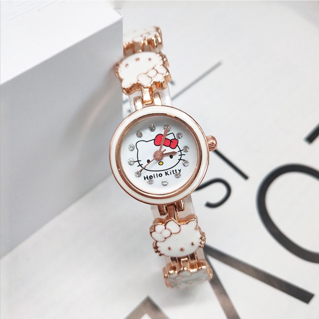 COD Fashion Wanita Fashion Kitiy Cat Dial Bracelet Watch Korea Simple Casual Student W196