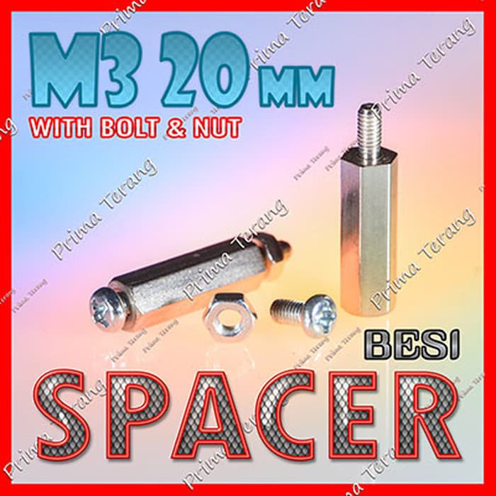 Spacer 2 Cm 2Cm 20Mm Besi Male Female + Mur Baut M3
