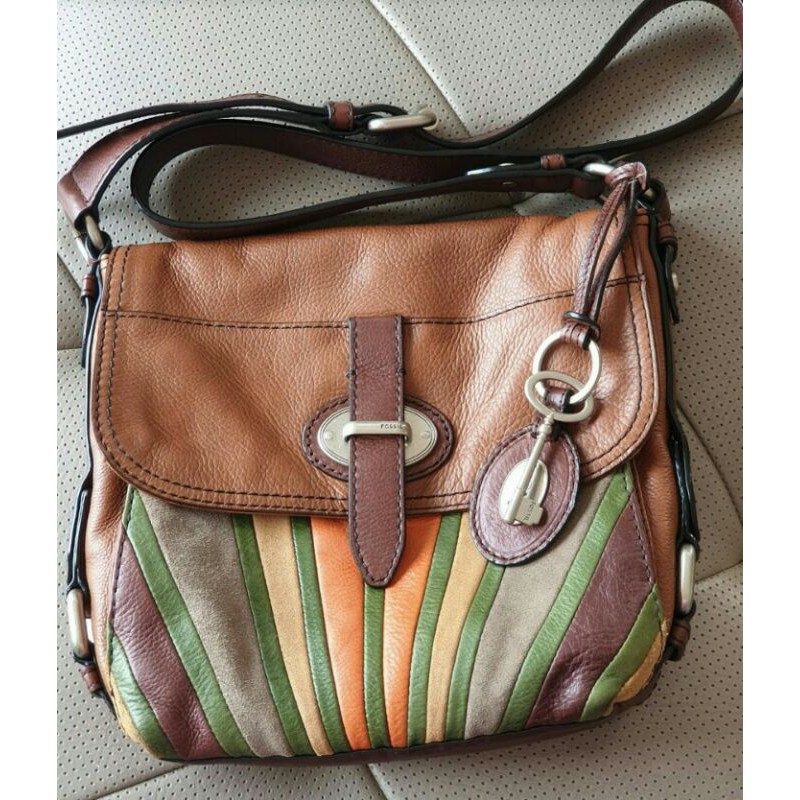 fossil maddox patchwork sling bag preloved
