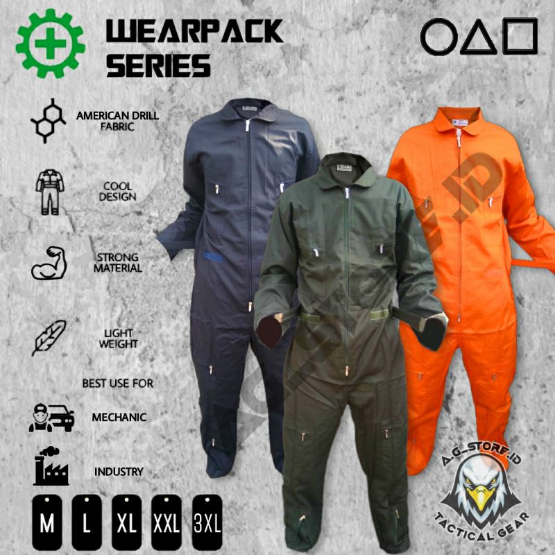 Wearpack Safety bahan American drill/Wearpack Langsungan/Baju bengkel