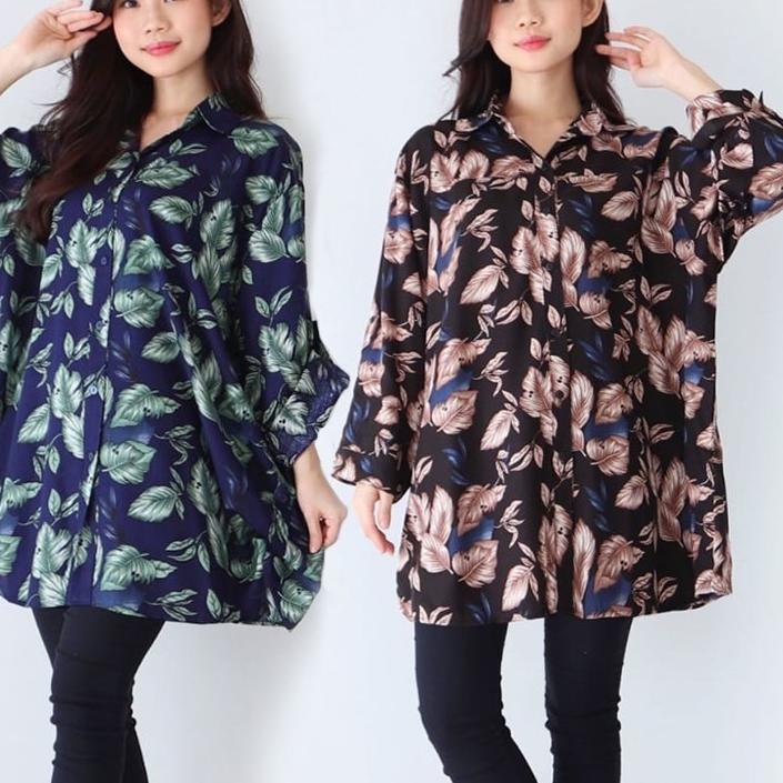 ♘ Baju KEMEJA WANITA 5139 BIG SIZE JUMBO LD 130cm cewek gemuk ibu hamil menyusui kerja kantor XXL XX