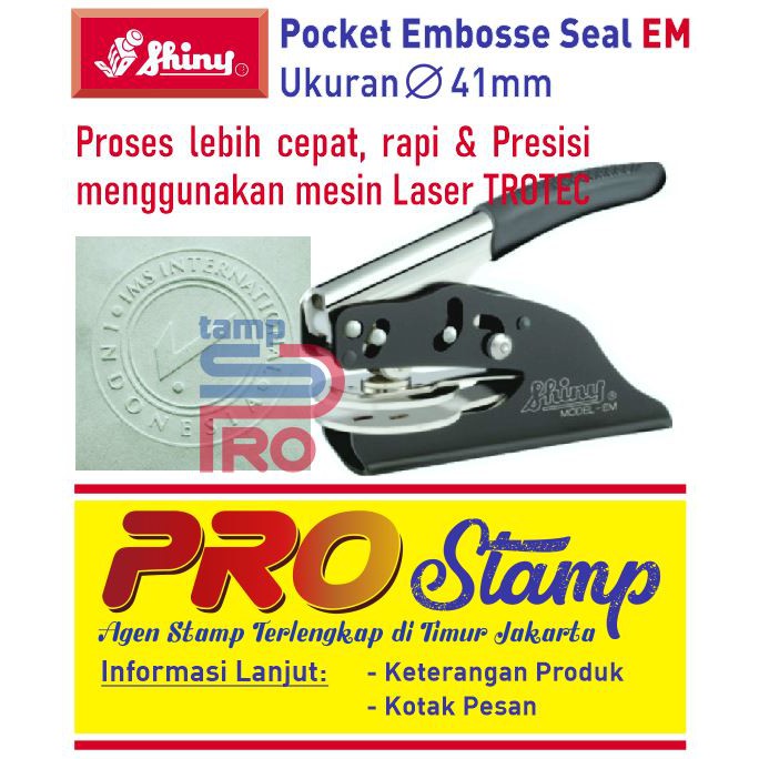 

Paket Stempel Emboss Shiny Pocket Seal EM Bulat & Kotak