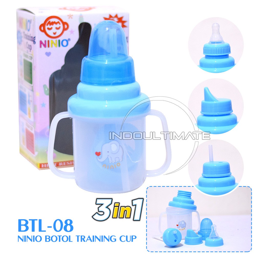 Botol Minum Bayi Training Cup 3in1 Ninio Dot Baby Botol Bayi Tempat Minum Bayi BY BTL-08