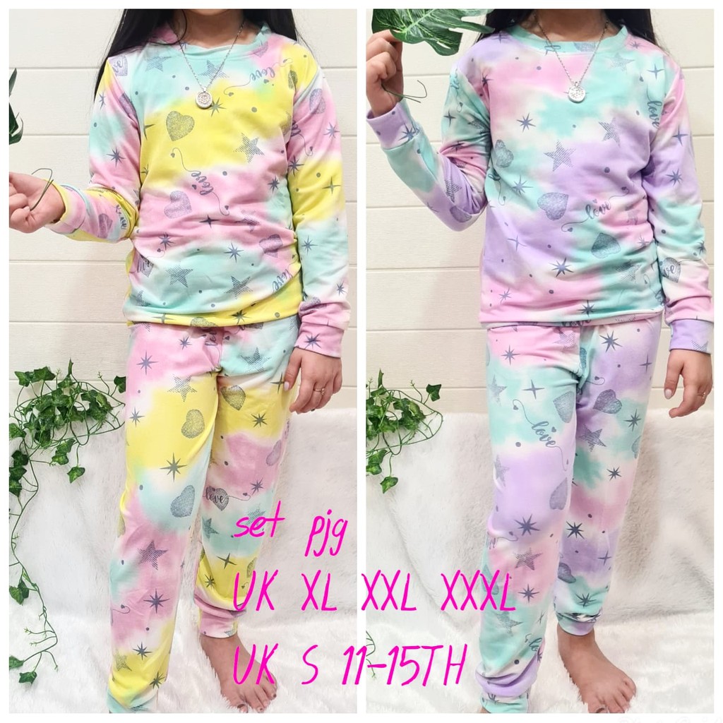 SET ANAK IMPORT TIE DYE/STELAN ANAK PEREMPUAN LENGAN PANJANG USIA 8,9,10,11,12,13,14,15 TAHUN