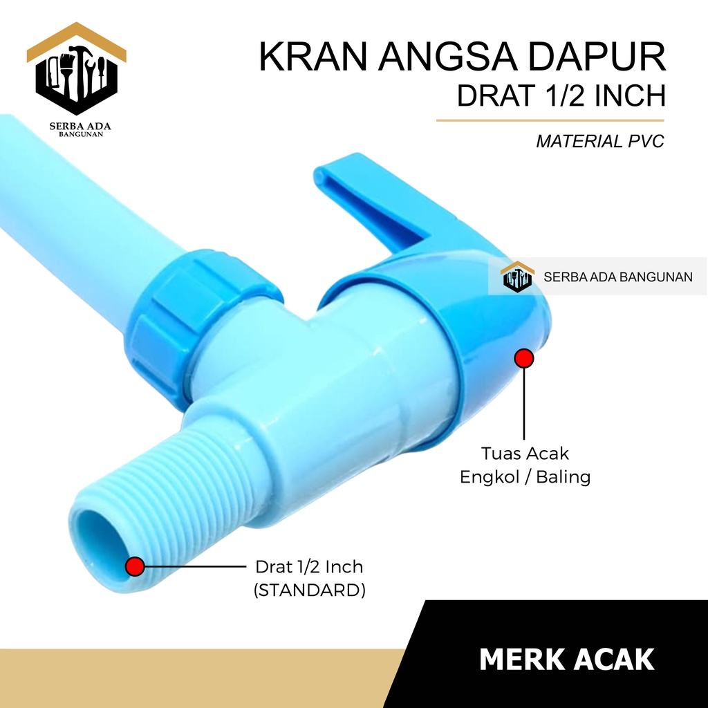 KRAN CUCI PIRING LEHER ANGSA PVC WARNA WARNI BERKUALITAS AIR TEMBOK 1/2 INCH PLASTIK KUAT