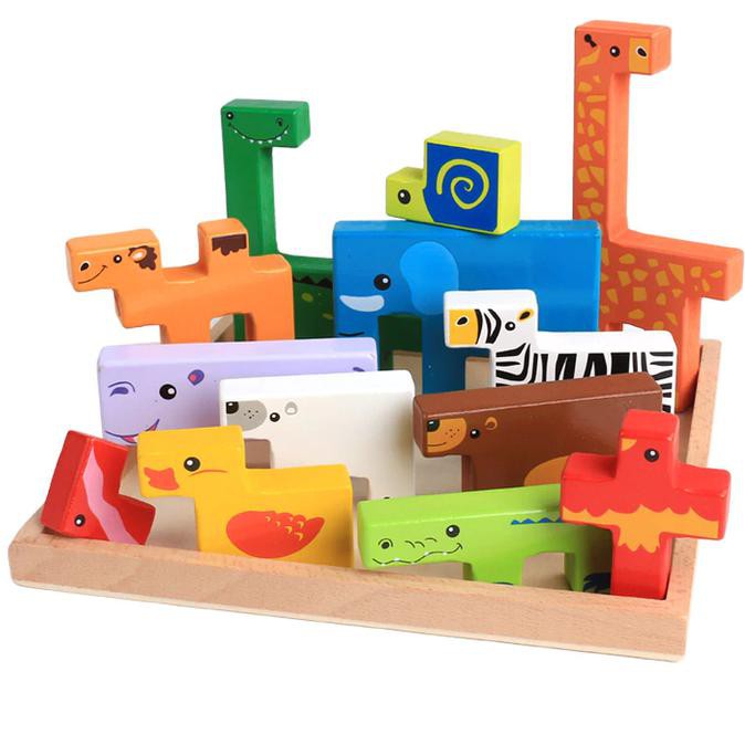 

14.84Ftgrdujh- Mainan Edukasi / Edukatif Puzzle Animal Building Blocks -Toko-Boneka.