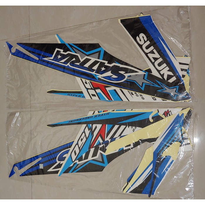 Stiker Bodi &amp; Lis Body &amp; Striping Satria Fu 2013 Putih Biru