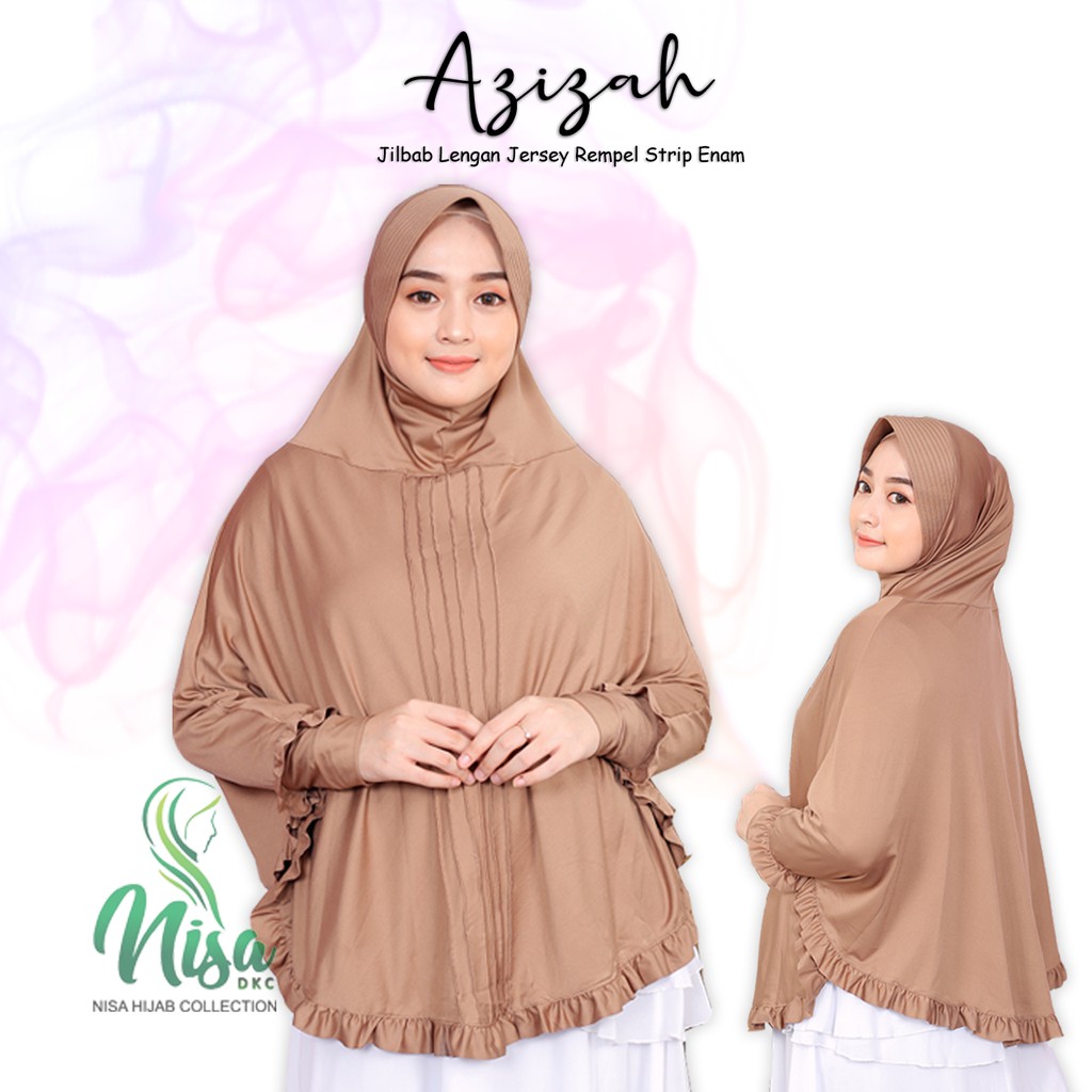 Jilbab Lengan Hijab Tangan Azizah Khimar Jersey Polos Lipit