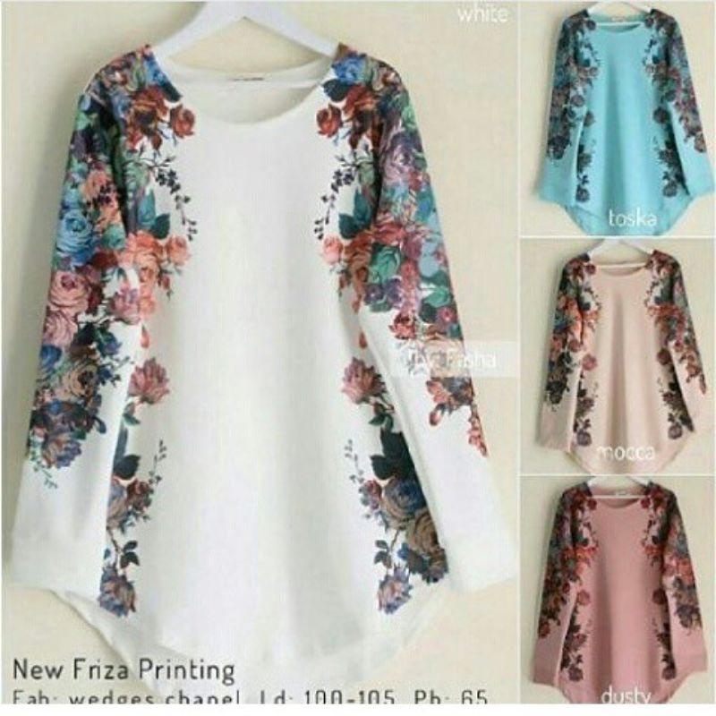 Friza printing atasan blouse fashion wanita