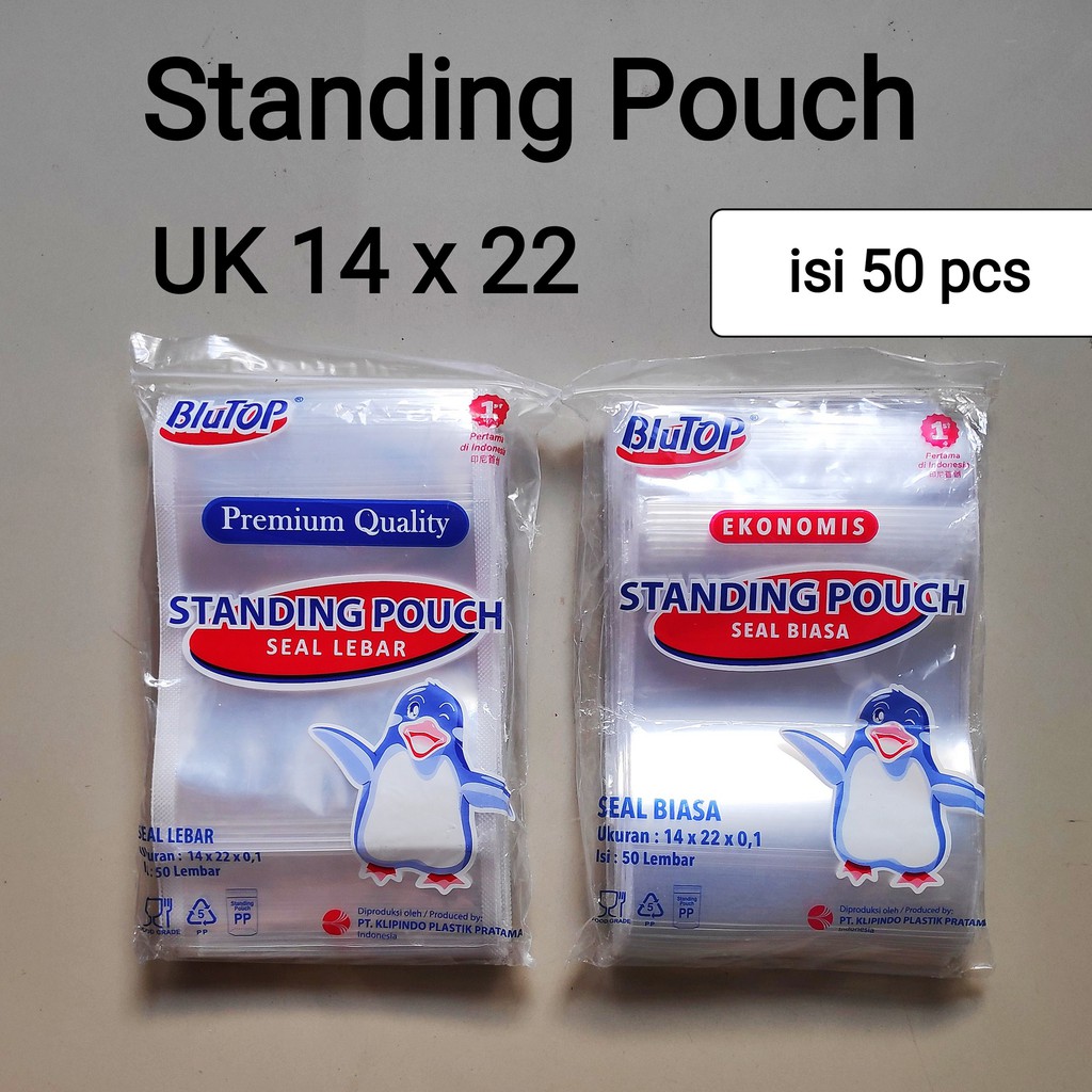 Standing Pouch Seal lebar Uk 14x22cm, Stand pouch, Plastik Zipper, Plastik Klip Berdiri