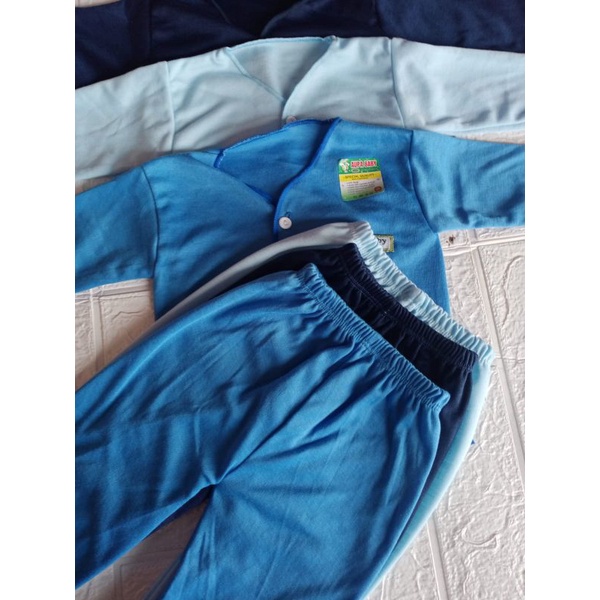 Baju Bayi panjang isi 3 stel motif biru