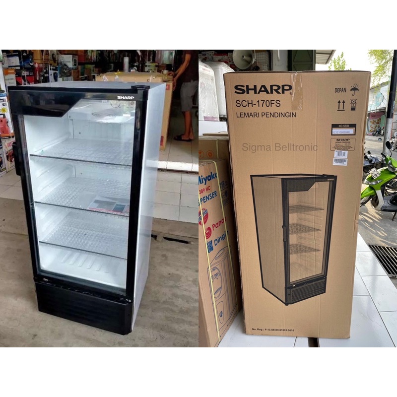 Showcase Sharp 3 rak SCH 170FS Kulkas lemari es pendingin full kaca [Solo&amp;sekitar]