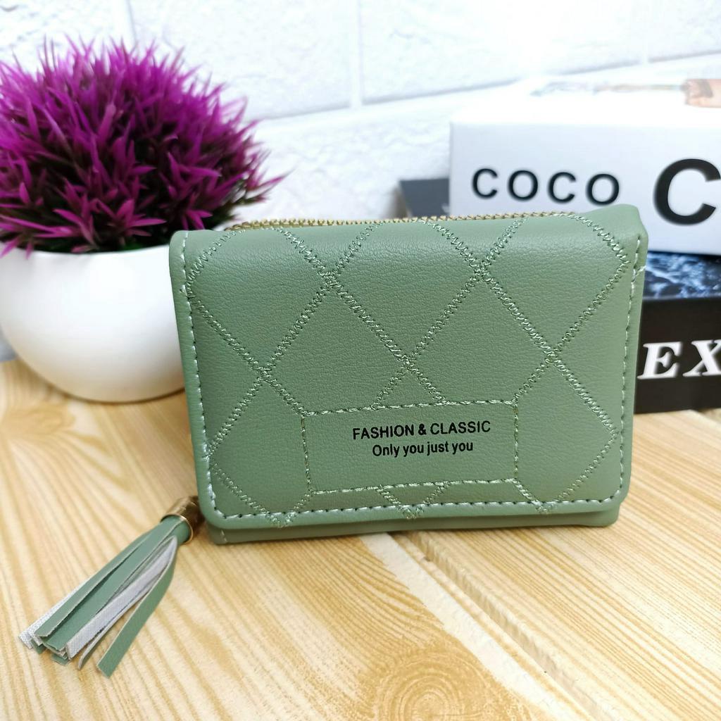 Dompet Lipat Wanita Rumbai Fashion Style Korea Dompet Cewek Mini Multifungsi Women Wallet PU Satu7an D80