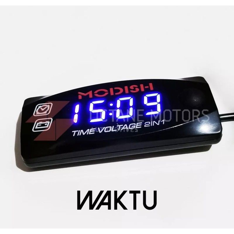 PROMO TERMURAH VOLT METER+JAM 2IN1 UNIVERSAL SEMUA MOTOR