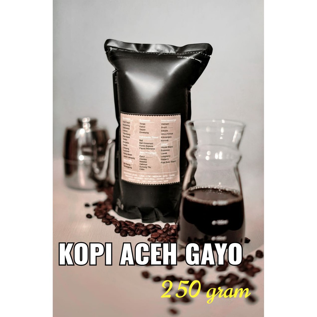 

KOPI ARABIKA ACEH GAYO BUBUK/BIJI 250GRAM | PREMIUM COFFEE ARABICA | NATURAL PROCESS