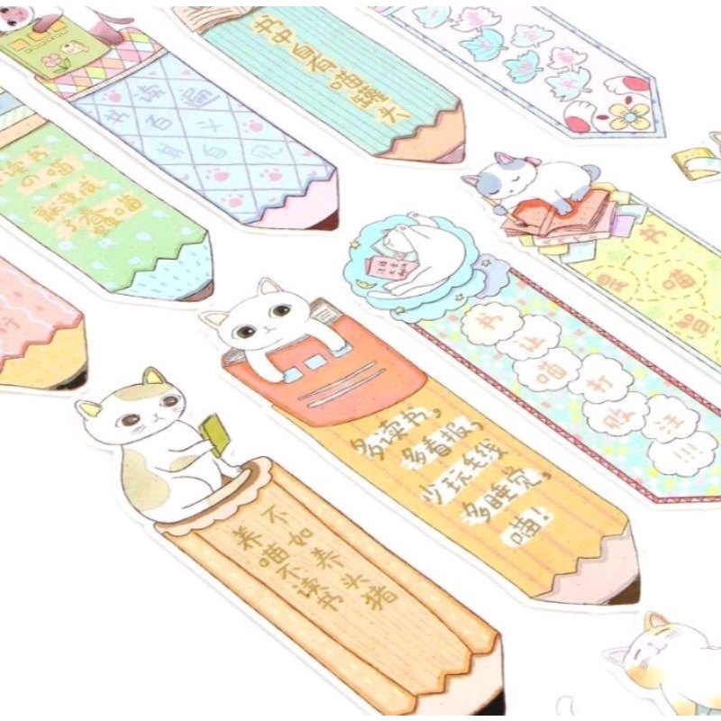 bookmark pembatas buku lucu bahan kertas edisi cat family